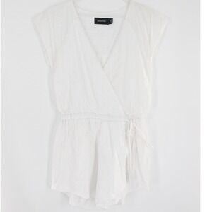 MINKPINK Romper Textured Surplice Elastic Waist XS White